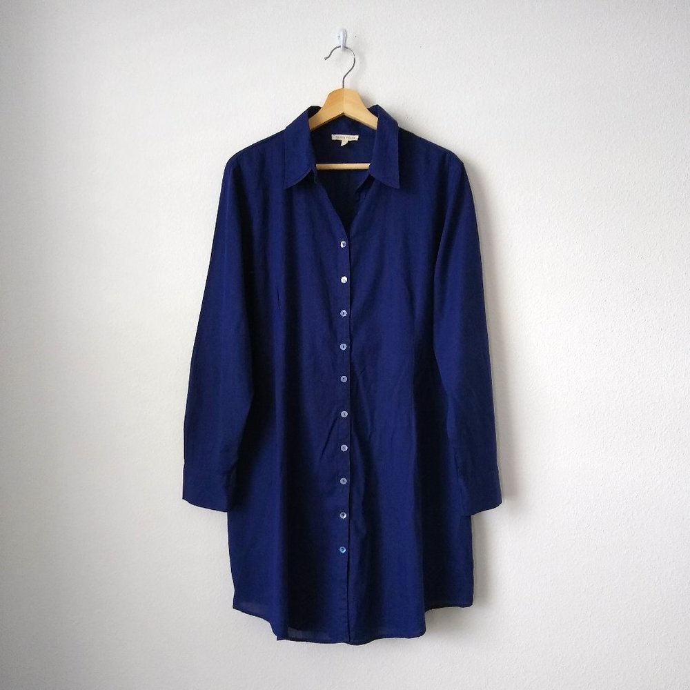Eileen Fisher Organic Cotton Long Sleeve Shirt Dress, XL